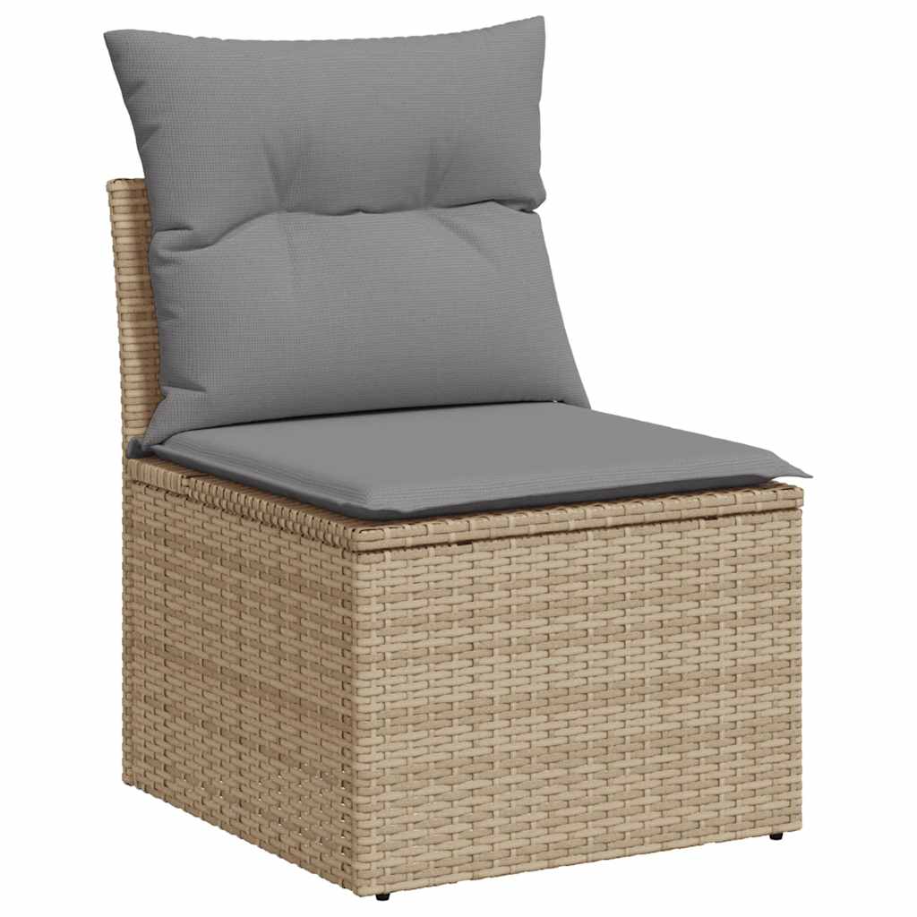 9-delige Loungeset met kussens poly rattan acacia beige