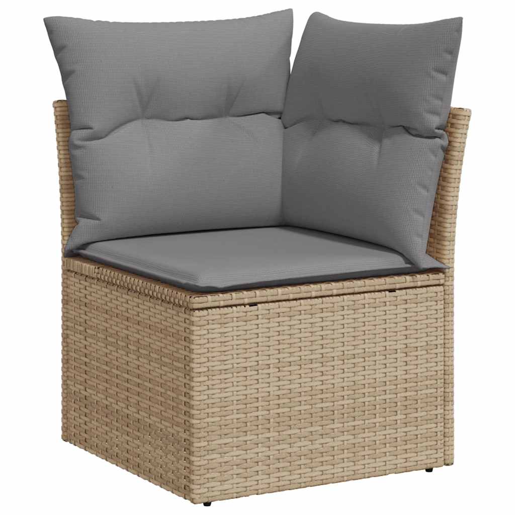 9-delige Loungeset met kussens poly rattan acacia beige