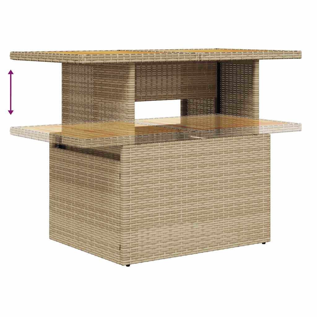 11-delige Tuinset met kussens poly rattan acacia beige