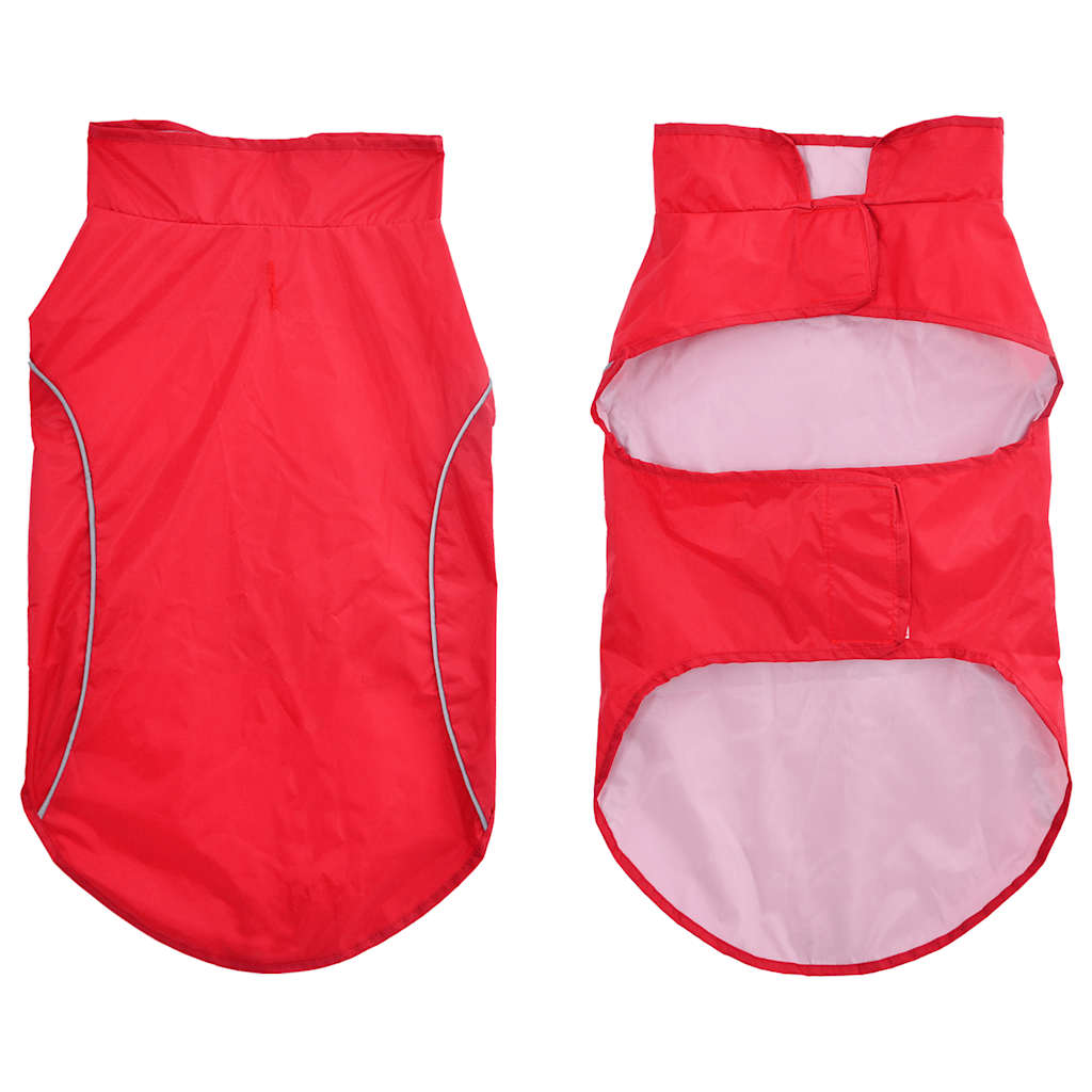 Hondenregenjas met reflecterende strips polyester rood L