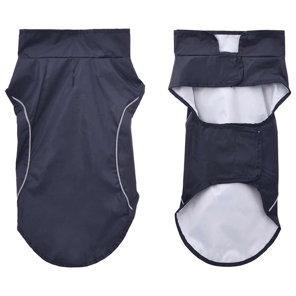 Hondenregenjas met reflecterende strips polyester marineblauw S