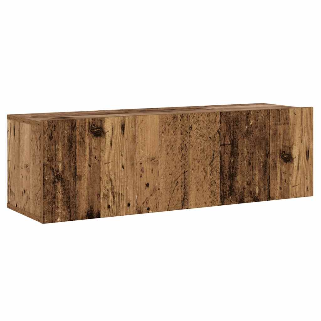 Tv-wandkasten 8 st bewerkt hout oud houtkleurig