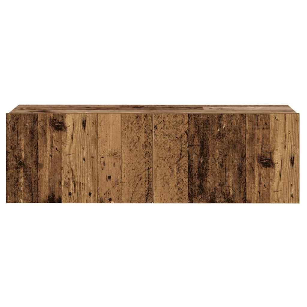 Tv-wandkasten 8 st bewerkt hout oud houtkleurig