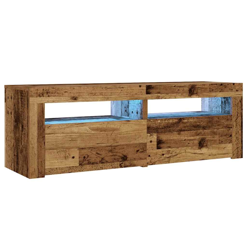 Nachtkastjes 2 st met LED's 60x35x40 cm oud houtkleurig