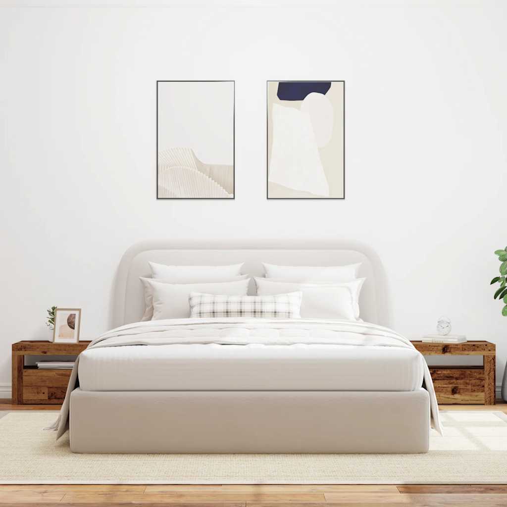 Nachtkastjes 2 st met LED's 60x35x40 cm oud houtkleurig