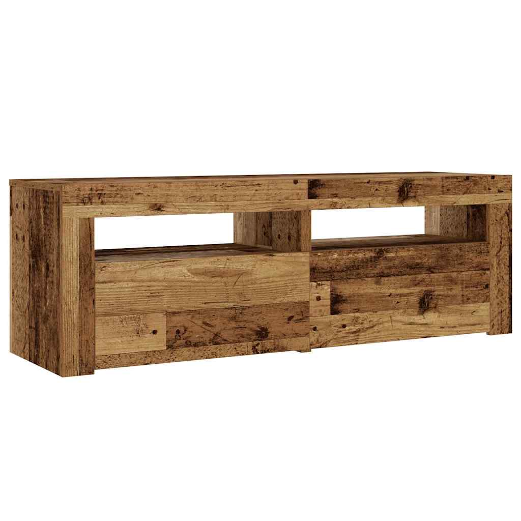 Nachtkastjes 2 st met LED's 60x35x40 cm oud houtkleurig