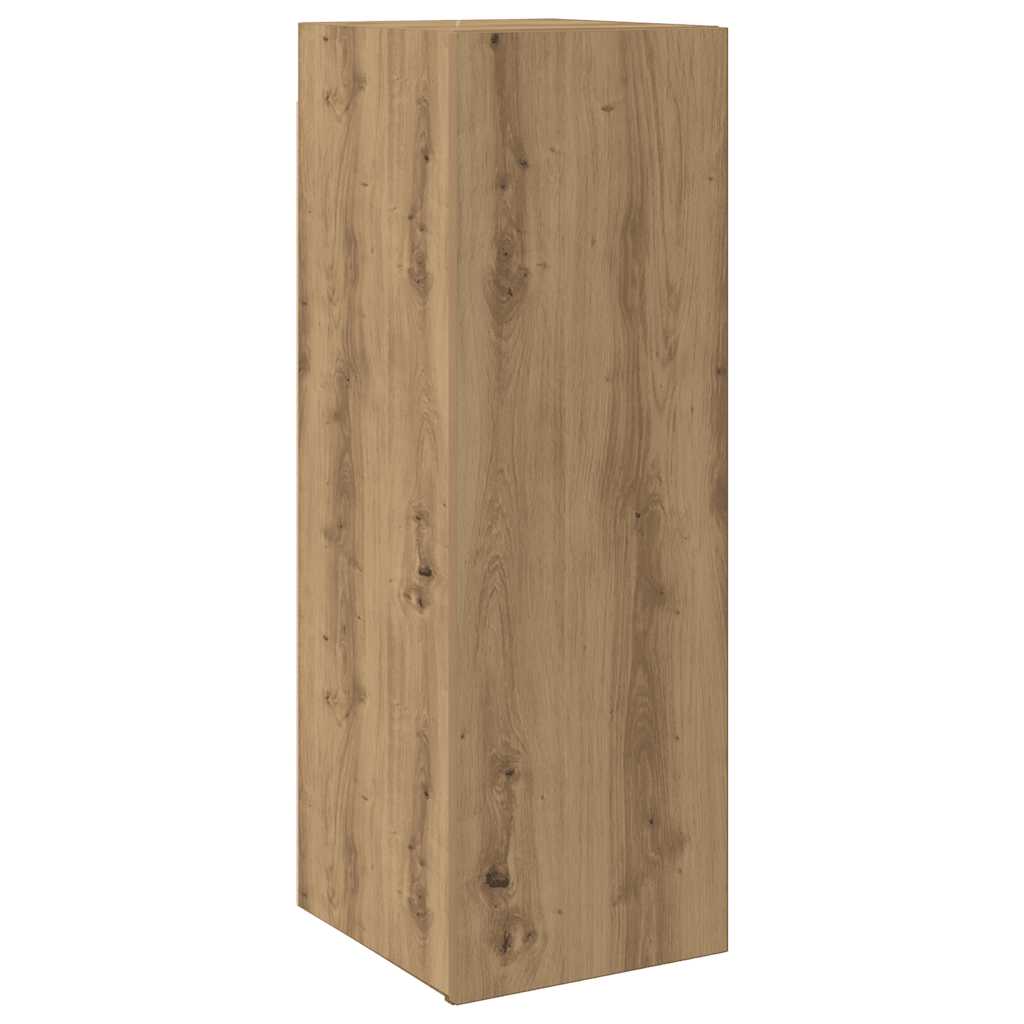 9-delig Tv-meubelset wandmontage bewerkt hout artisanaal eiken
