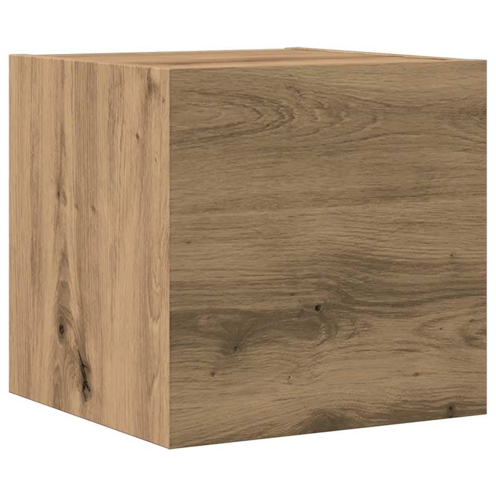9-delig Tv-meubelset wandmontage bewerkt hout artisanaal eiken