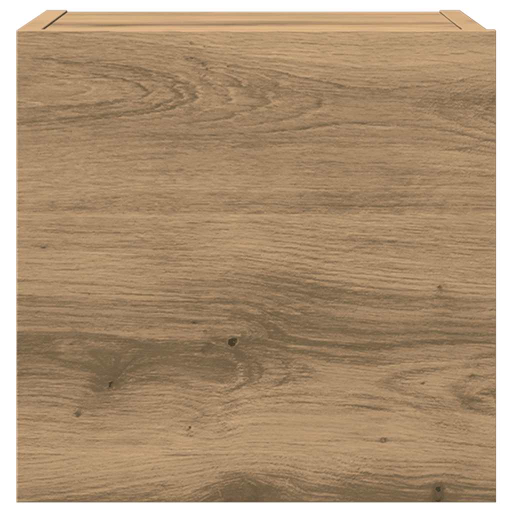 9-delig Tv-meubelset wandmontage bewerkt hout artisanaal eiken