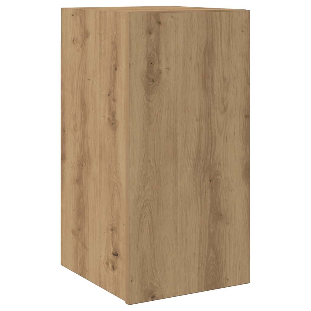 9-delig Tv-meubelset wandmontage bewerkt hout artisanaal eiken