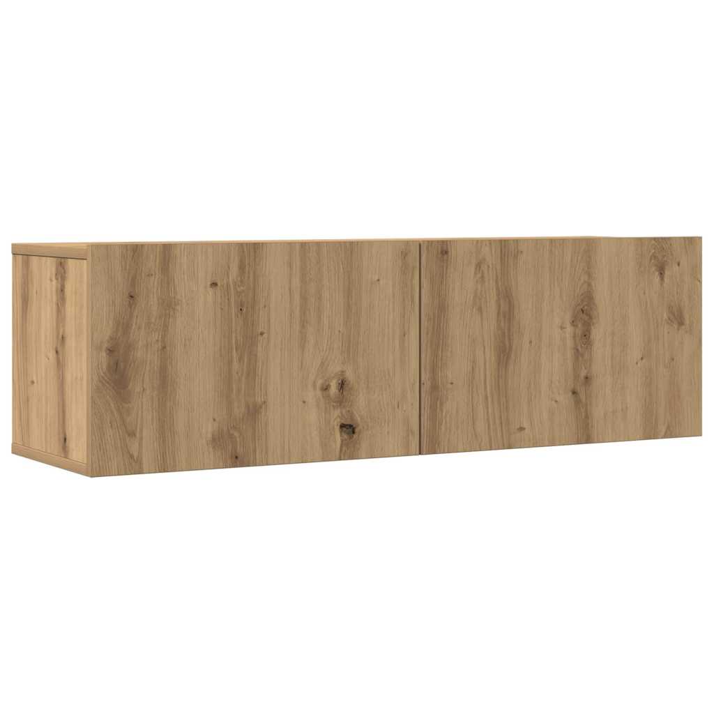 9-delig Tv-meubelset wandmontage bewerkt hout artisanaal eiken