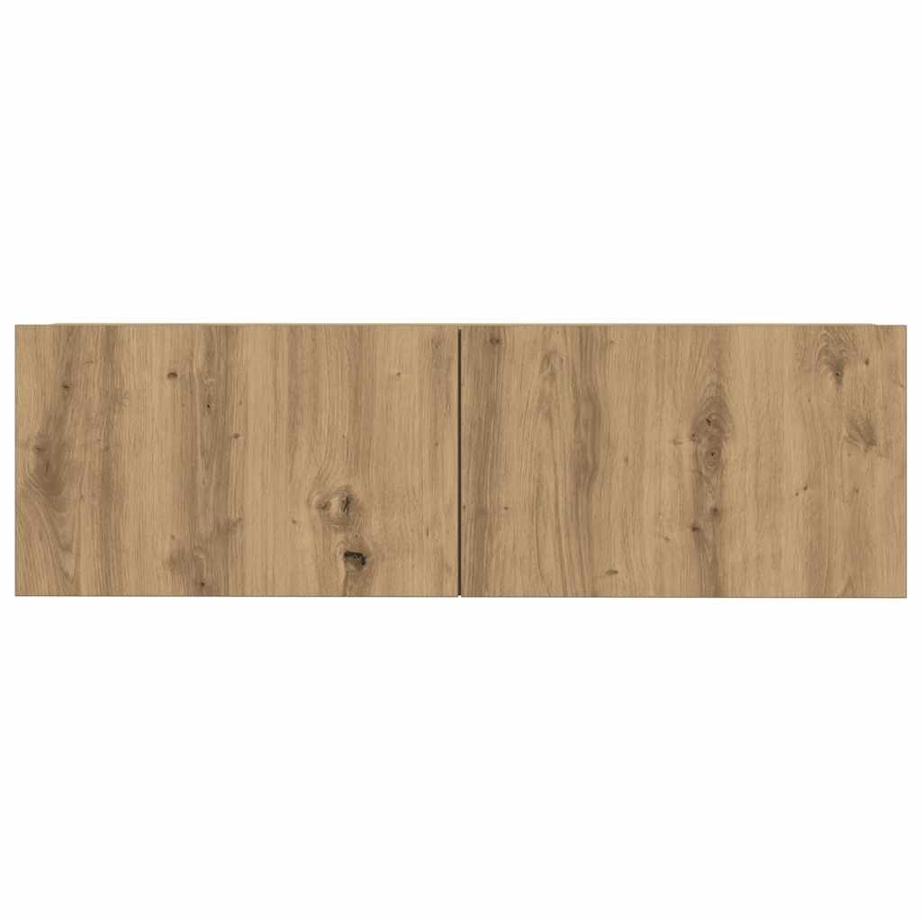 9-delig Tv-meubelset wandmontage bewerkt hout artisanaal eiken