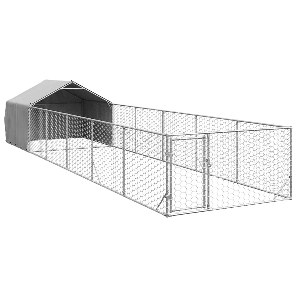 Hondenkennel met ren 8x2x1,5 m gegalvaniseerd staal