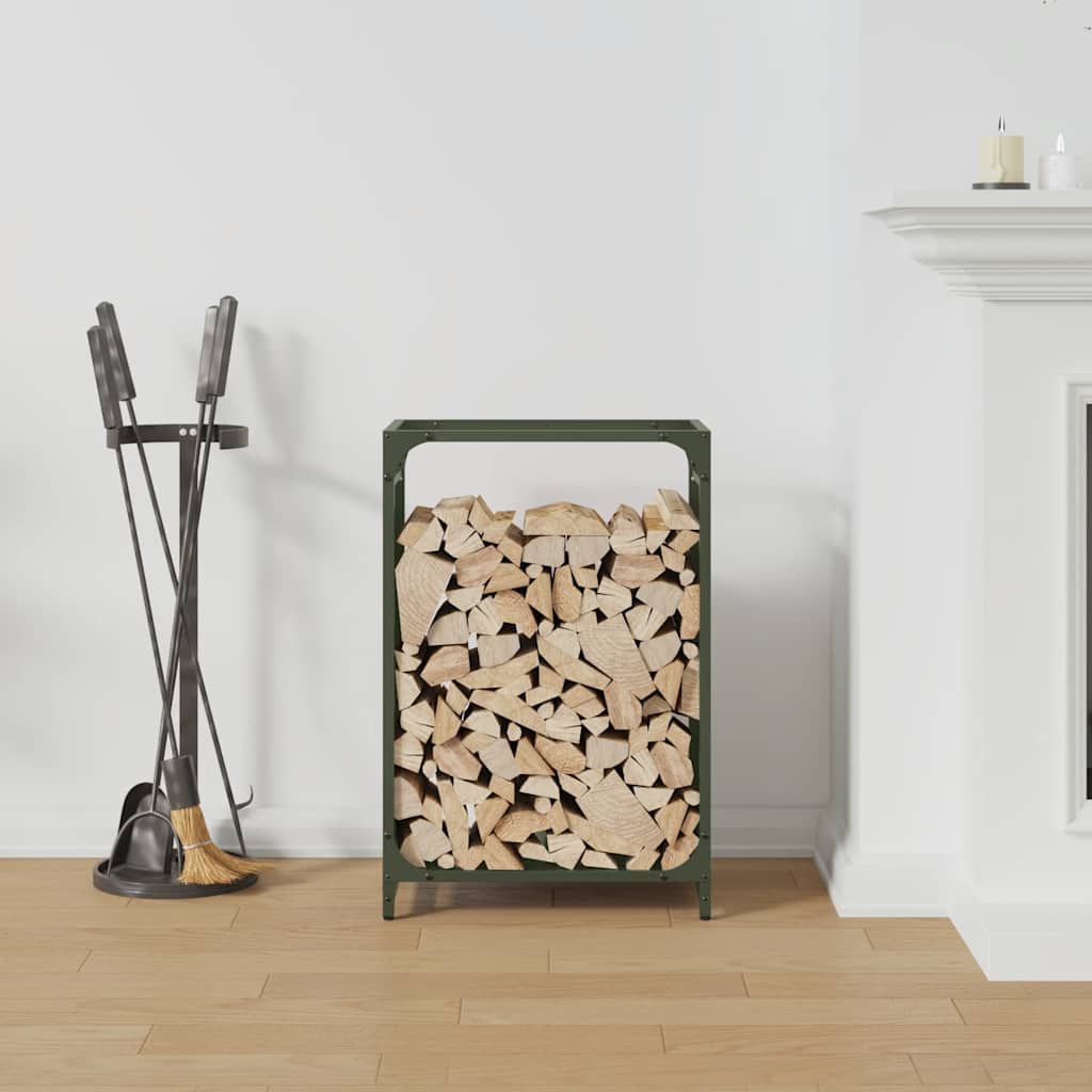 Brandhoutrek 44x28x65 cm koudgewalst staal olijfgroen