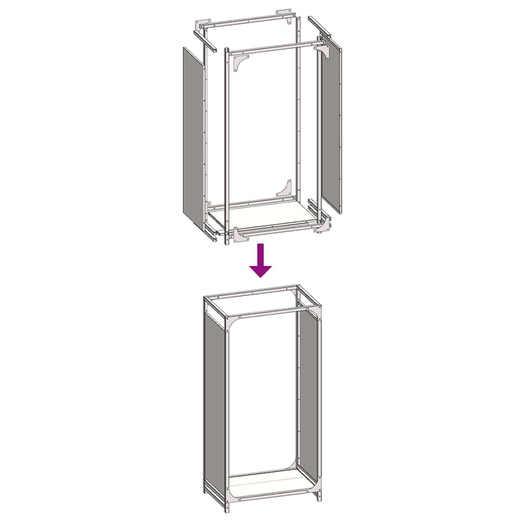 Brandhoutrek 44x28x90 cm koudgewalst staal wit