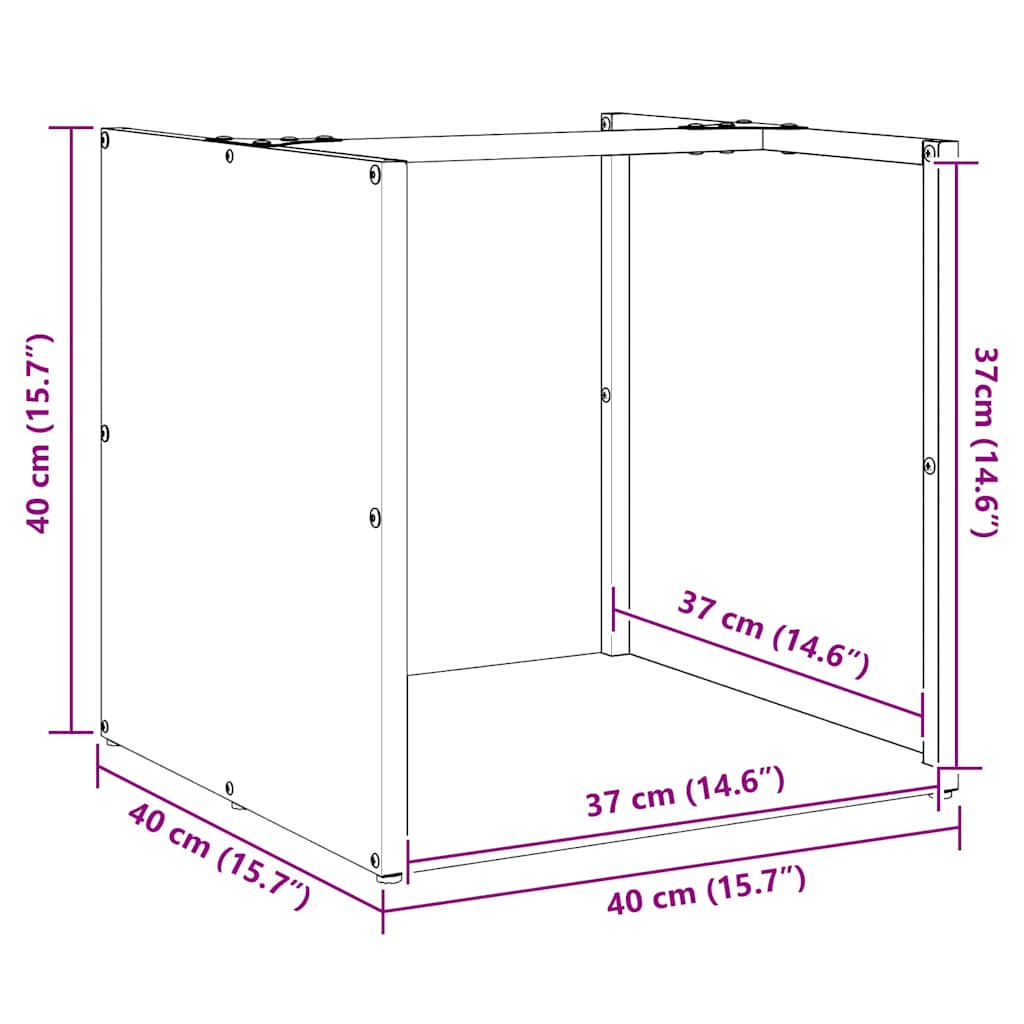 Brandhoutrek 40x40x40 cm koudgewalst staal antracietkleurig