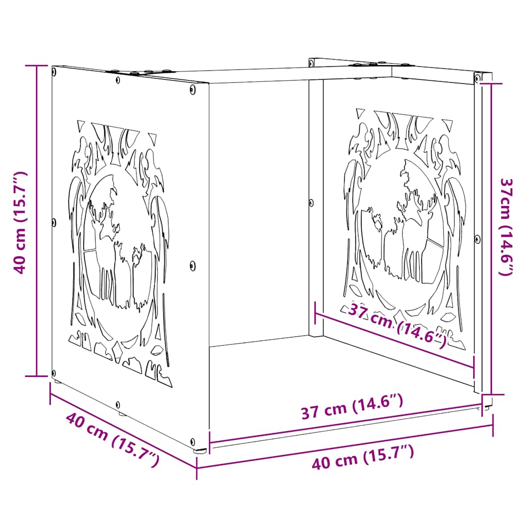 Brandhoutrek 40x40x40 cm koudgewalst staal wit