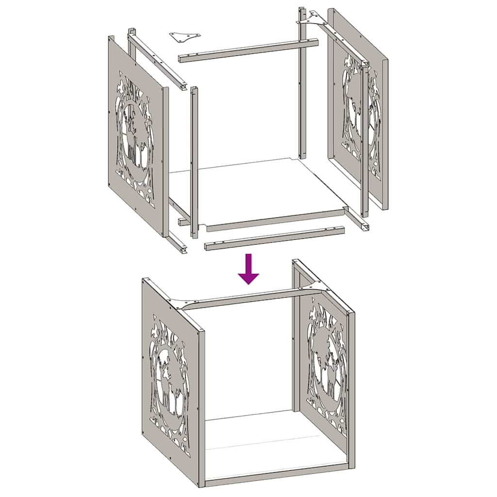 Brandhoutrek 40x40x40 cm koudgewalst staal wit