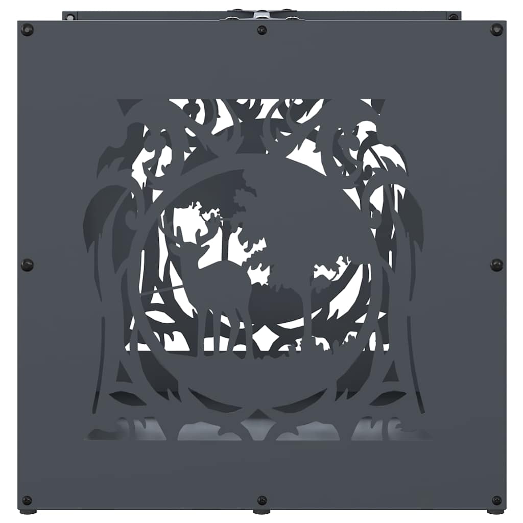 Brandhoutrek 40x40x40 cm koudgewalst staal antracietkleurig