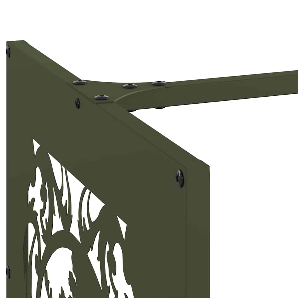 Brandhoutrek 40x40x40 cm koudgewalst staal olijfgroen