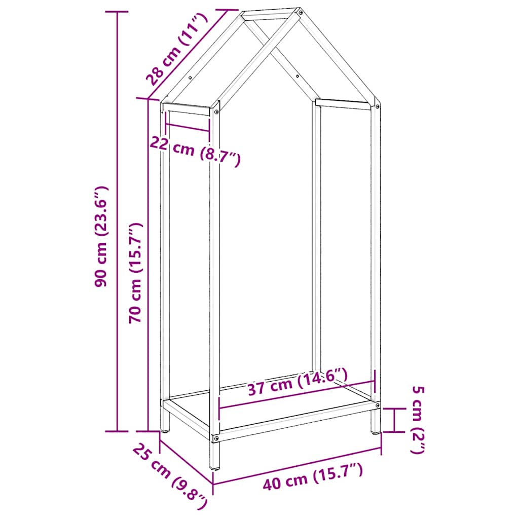 Brandhoutrek 40x25x90 cm koudgewalst staal wit
