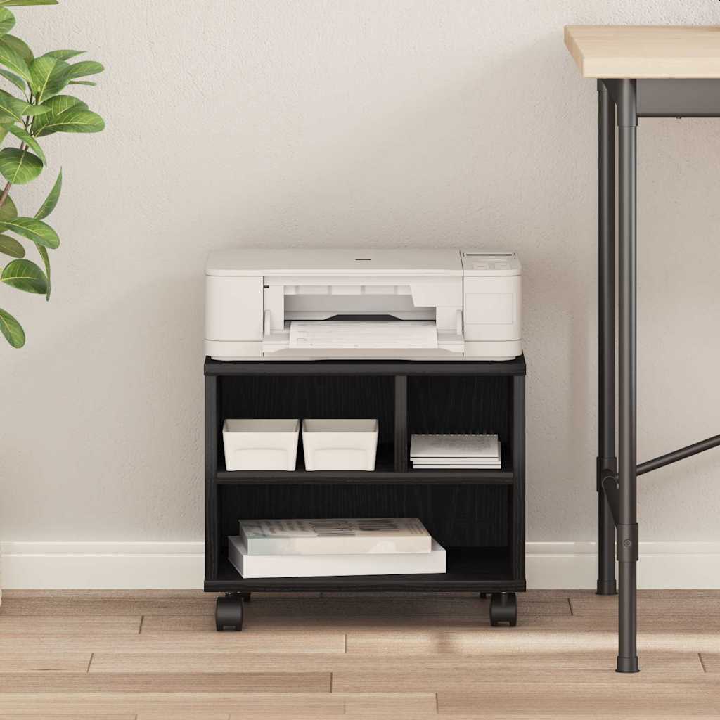 Printerstand Zwart Eiken 41 x 32 x 33.5 cm Bewerkt hout