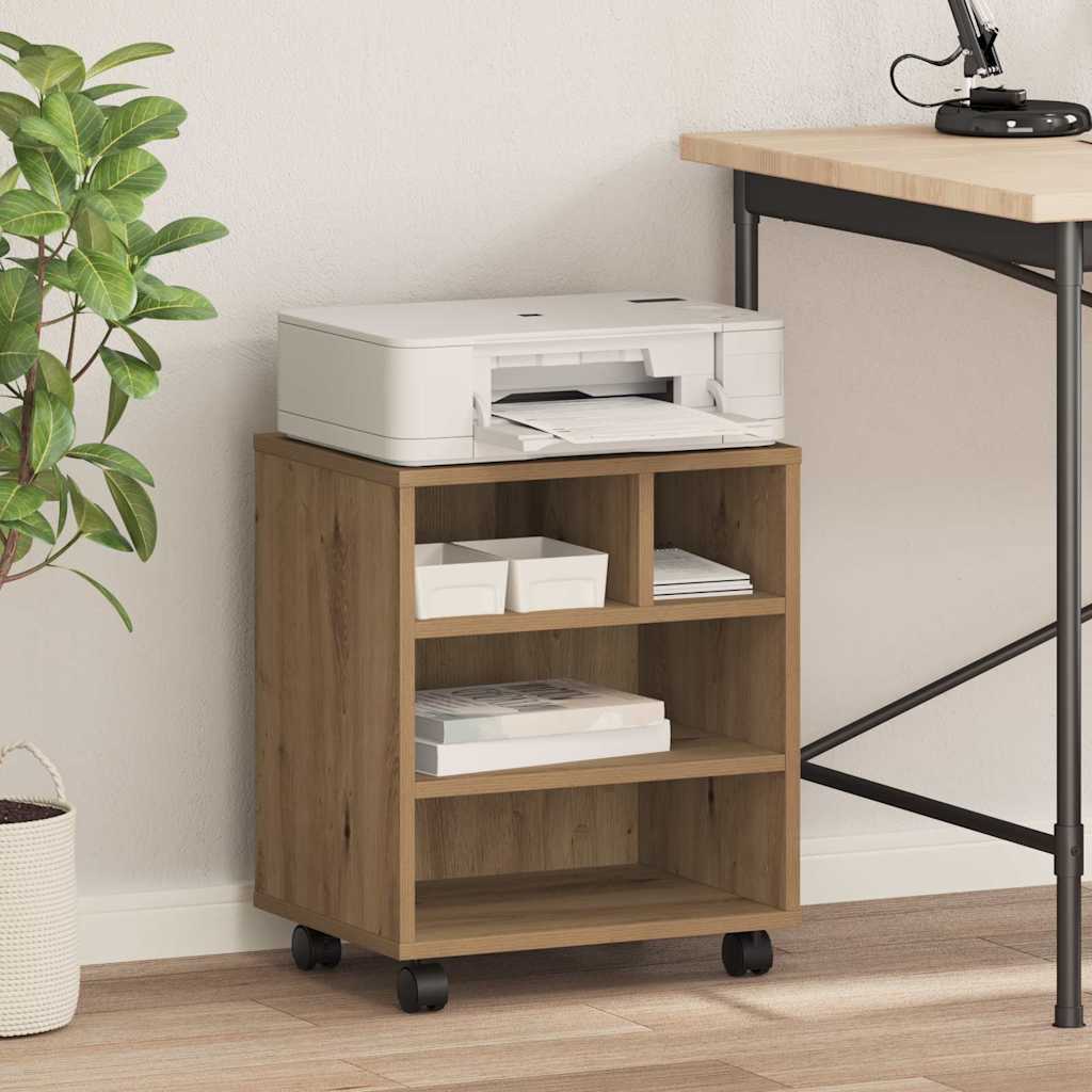 Printerstand met opslag artisanaal eikenkleurig 41 x 32 x 48 cm