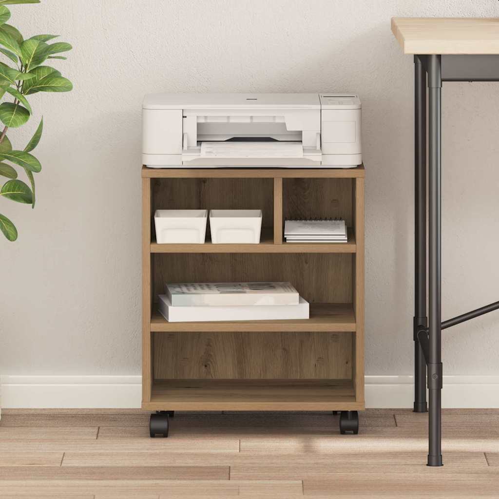Printerstand met opslag artisanaal eikenkleurig 41 x 32 x 48 cm