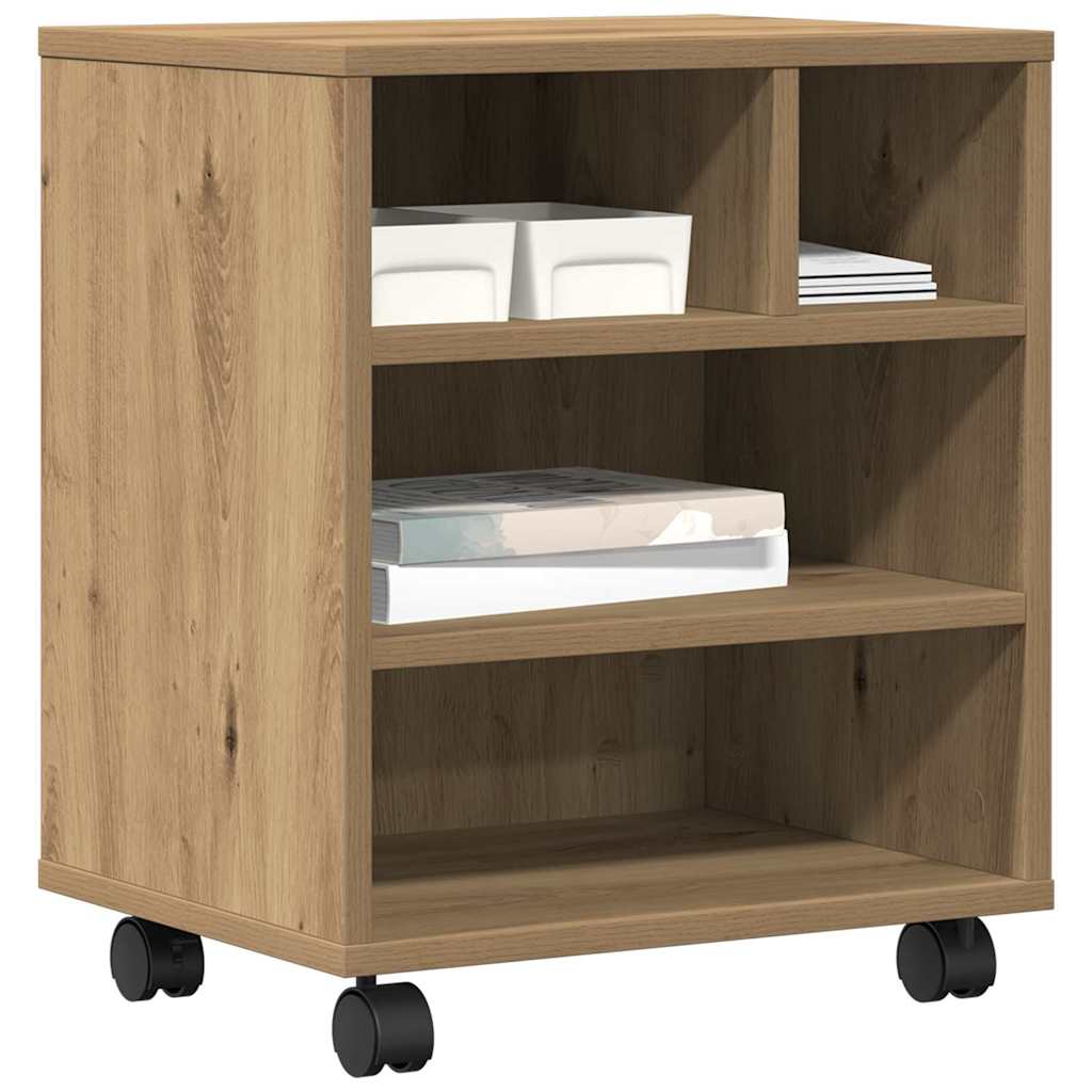 Printerstand met opslag artisanaal eikenkleurig 41 x 32 x 48 cm