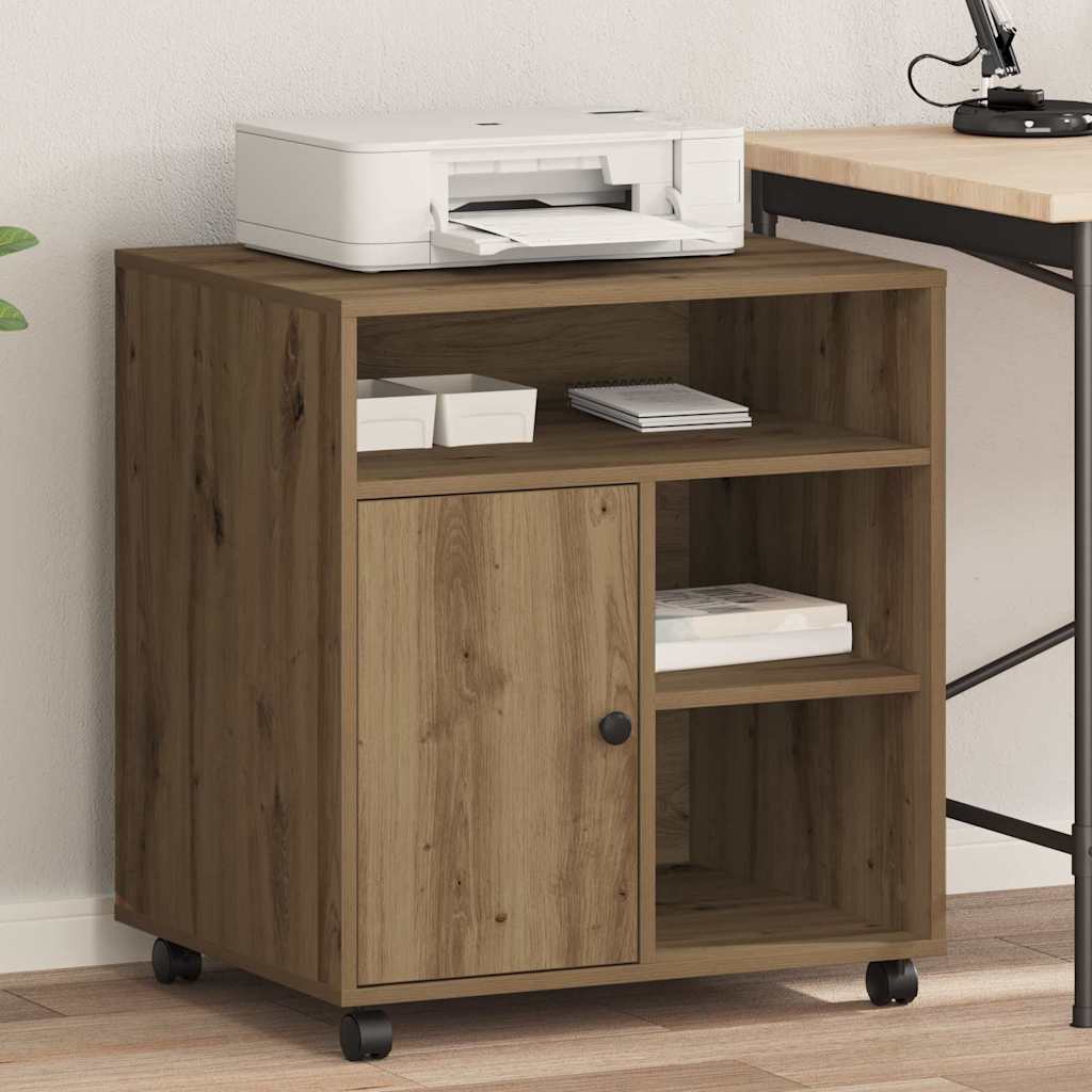 Printerstand met opslag artisanaal eikenkleurig 60 x 50 x 67 cm