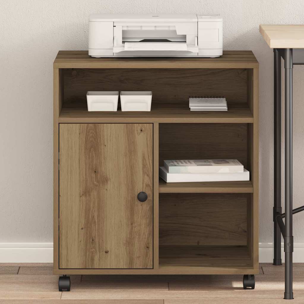 Printerstand met opslag artisanaal eikenkleurig 60 x 50 x 67 cm
