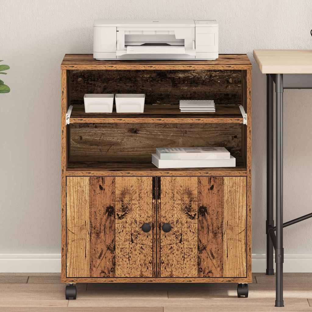 Printerstand met opslag Oud hout 60 x 48 x 74 cm Bewerkt hout