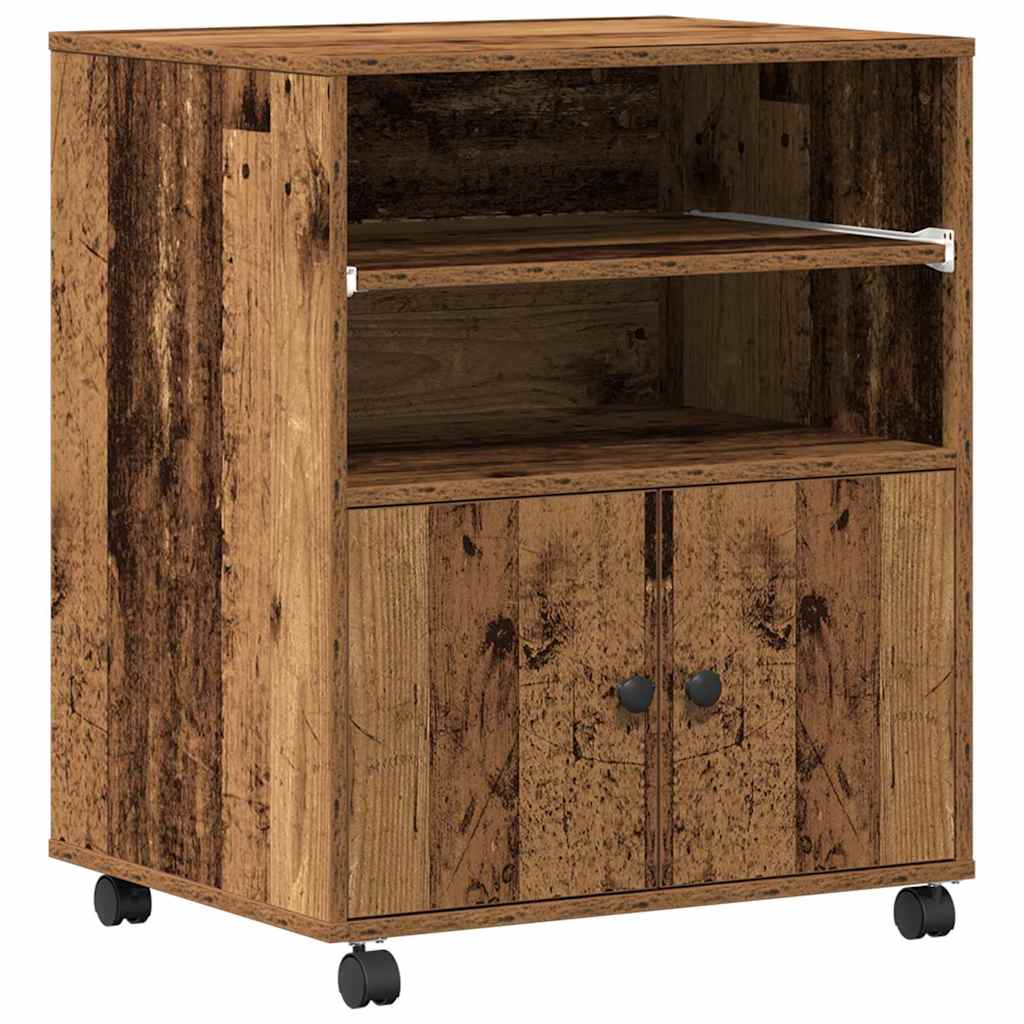 Printerstand met opslag Oud hout 60 x 48 x 74 cm Bewerkt hout