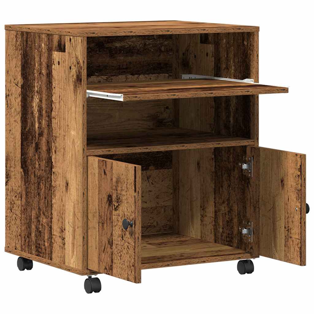 Printerstand met opslag Oud hout 60 x 48 x 74 cm Bewerkt hout