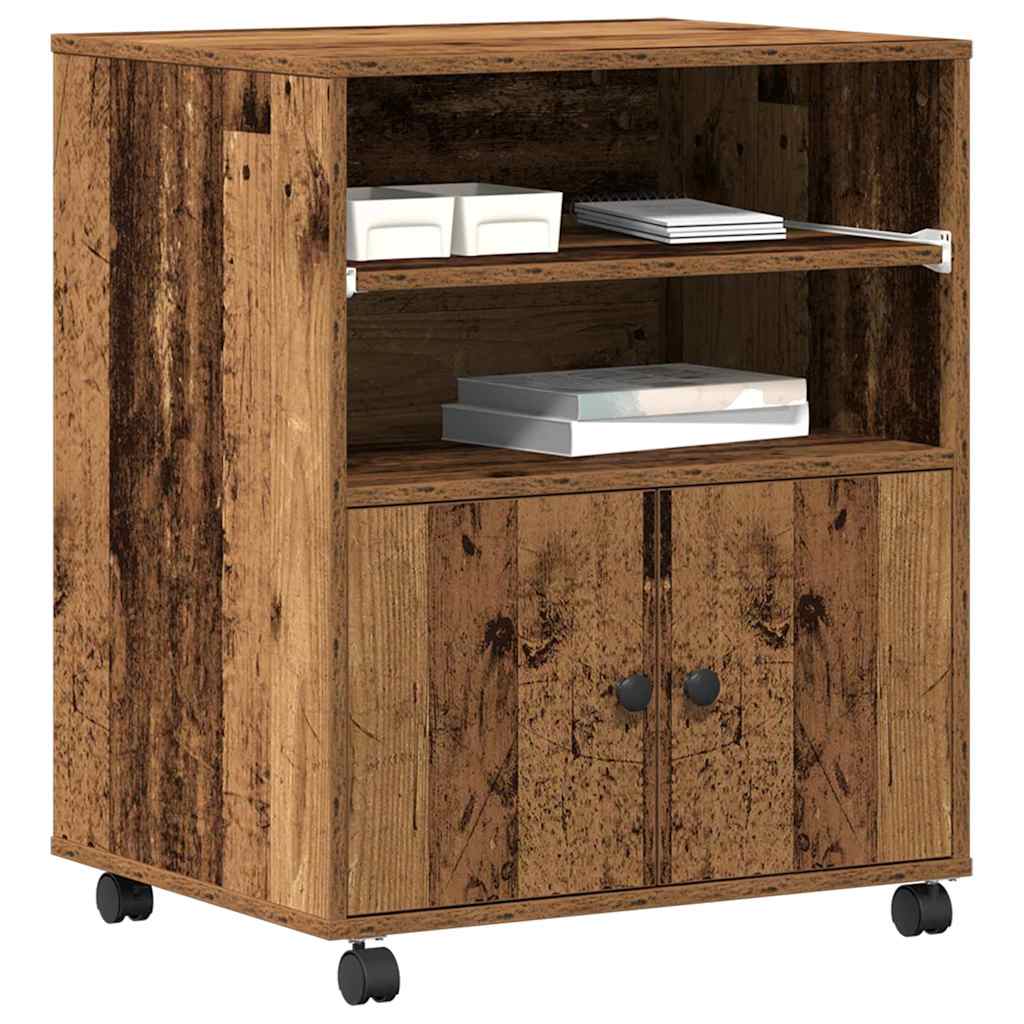 Printerstand met opslag Oud hout 60 x 48 x 74 cm Bewerkt hout