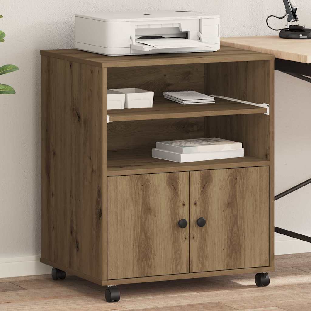 Printerstand met opslag artisanaal eikenkleurig 60 x 48 x 74 cm