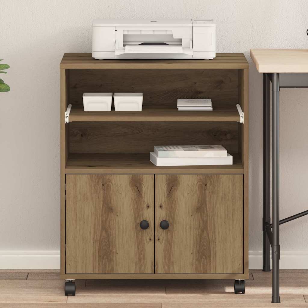 Printerstand met opslag artisanaal eikenkleurig 60 x 48 x 74 cm