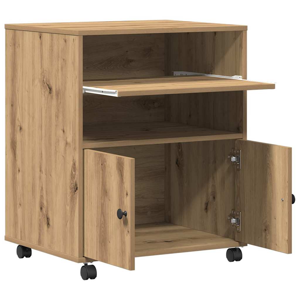 Printerstand met opslag artisanaal eikenkleurig 60 x 48 x 74 cm