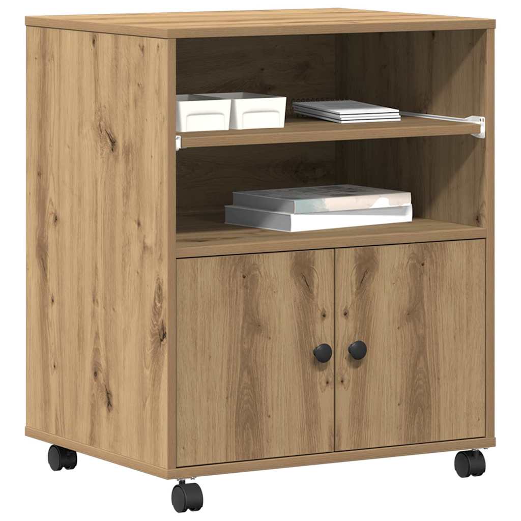Printerstand met opslag artisanaal eikenkleurig 60 x 48 x 74 cm