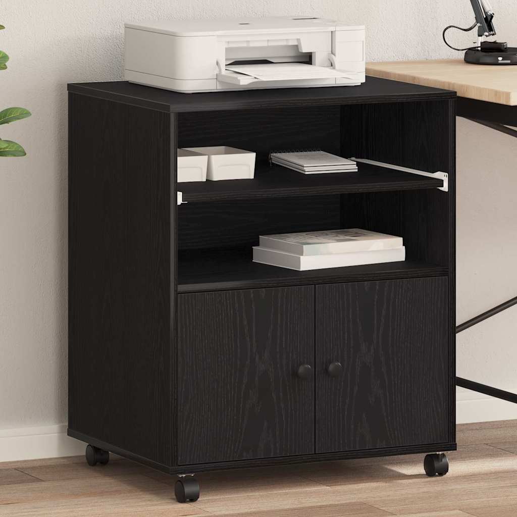 Printerstand Zwart eiken 60 x 48 x 74 cm Bewerkt hout