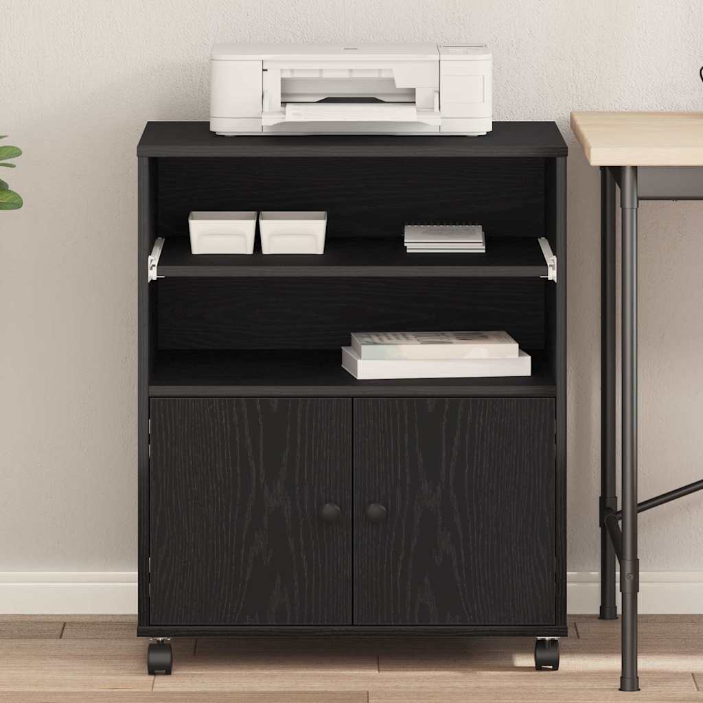 Printerstand Zwart eiken 60 x 48 x 74 cm Bewerkt hout
