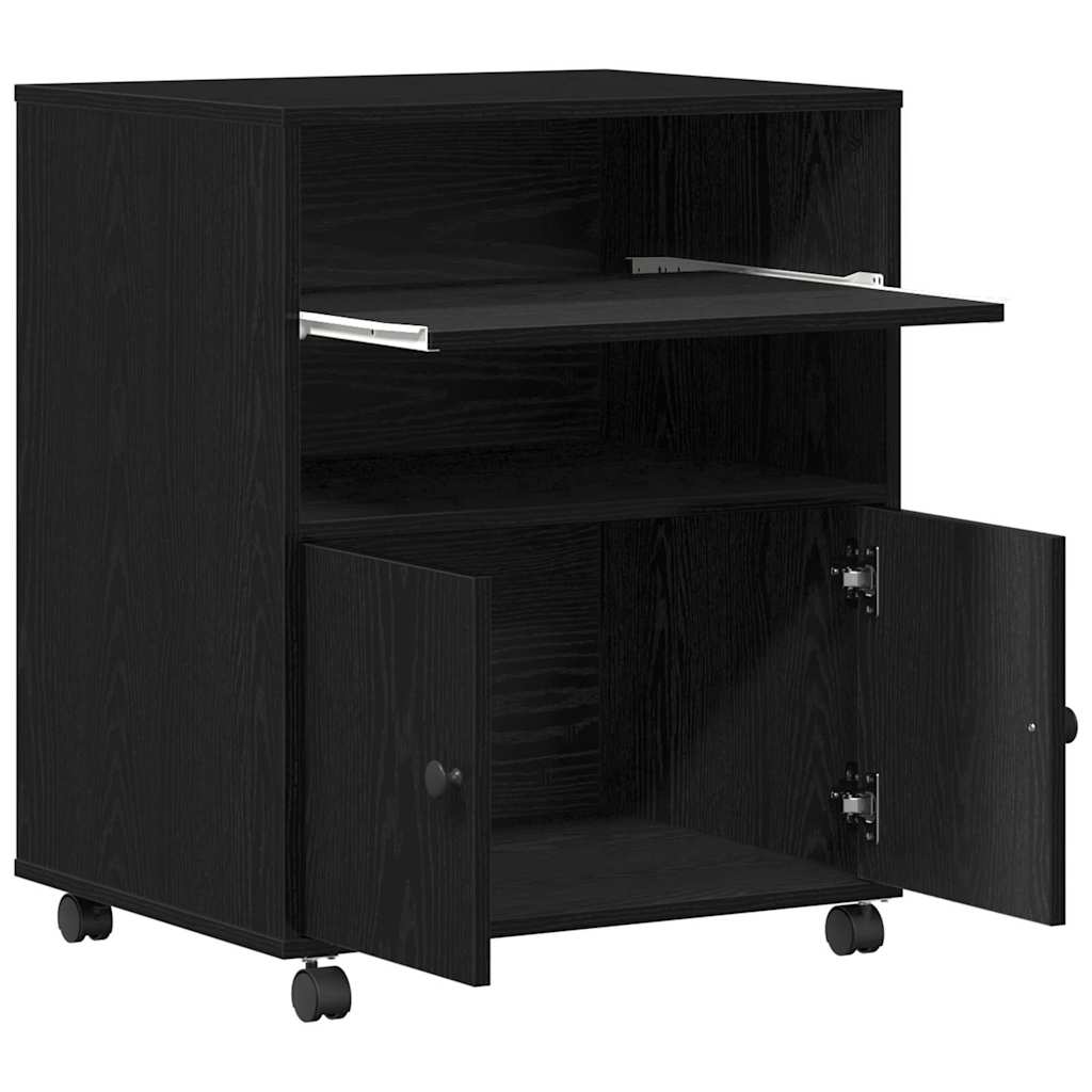 Printerstand Zwart eiken 60 x 48 x 74 cm Bewerkt hout