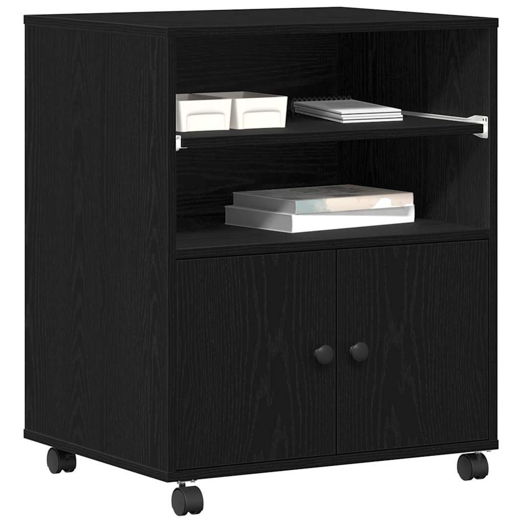 Printerstand Zwart eiken 60 x 48 x 74 cm Bewerkt hout