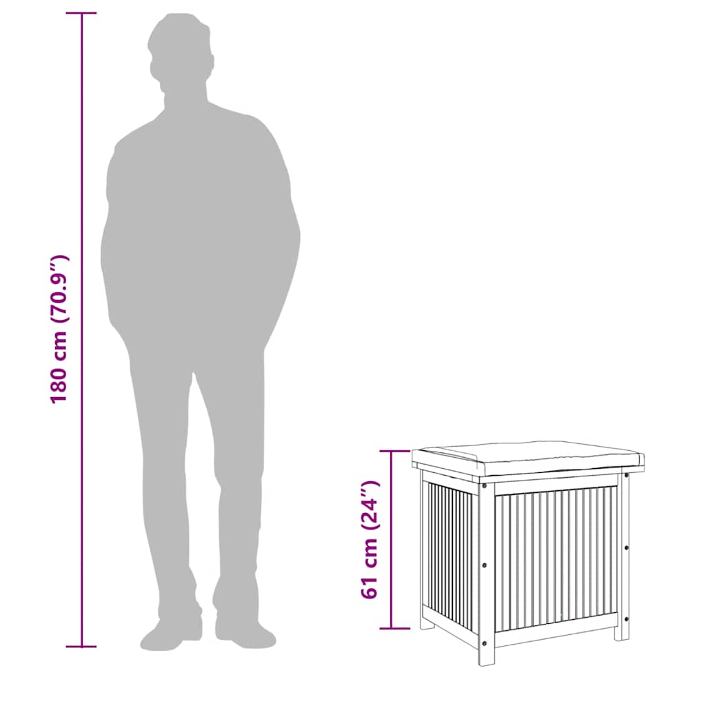 Kussenbox Voor Buiten Massief Acaciahout 60 x 50 x 61 cm Crèmewit