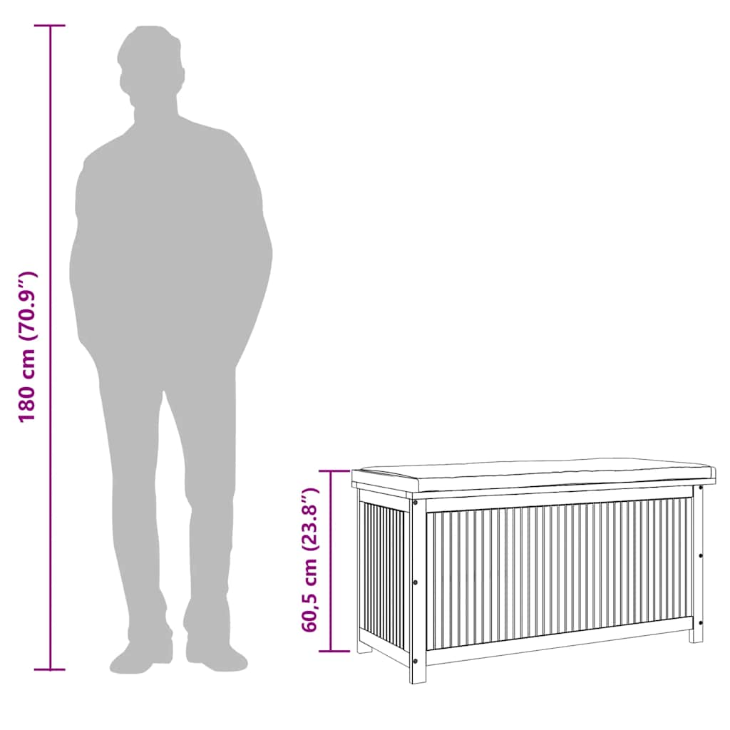 Opbergbox Voor Buiten 113X50X60,5 Cm Massief Acaciahout 113 x 50 x 60.5 cm Crèmewit