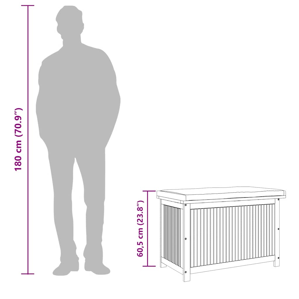 Kussenbox Voor Buiten 90X50X60,5 Cm Massief Acaciahout 90 x 50 x 60.5 cm Donkergrijs