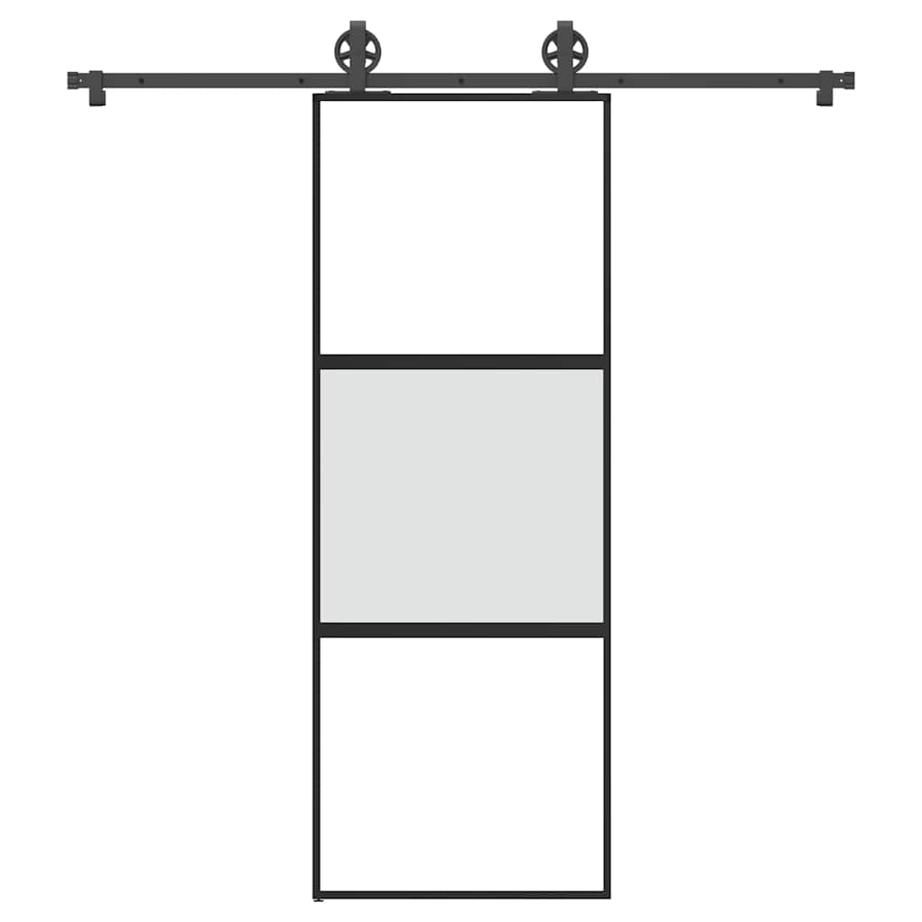 Schuifdeur met beslag 76x205 cm gehard glas en aluminium