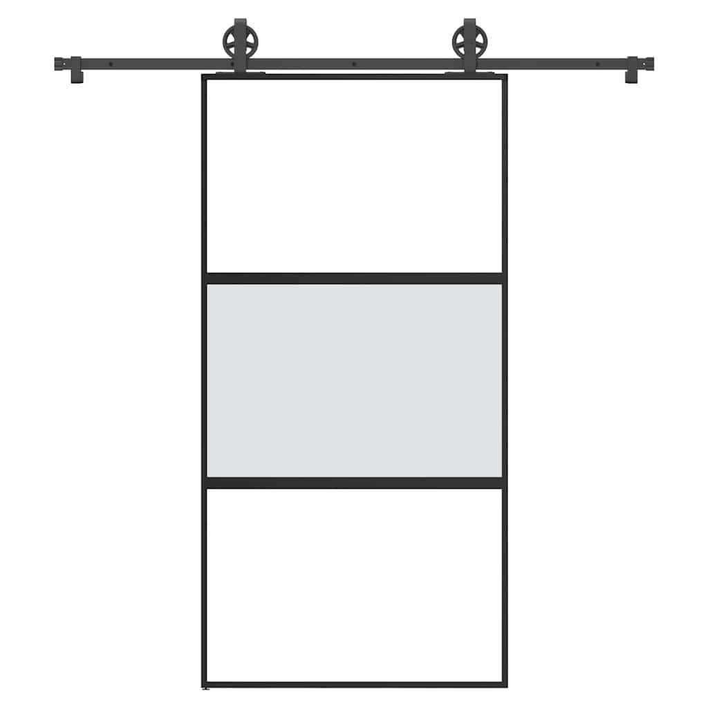 Schuifdeur met beslag 102,5x205 cm gehard glas en aluminium