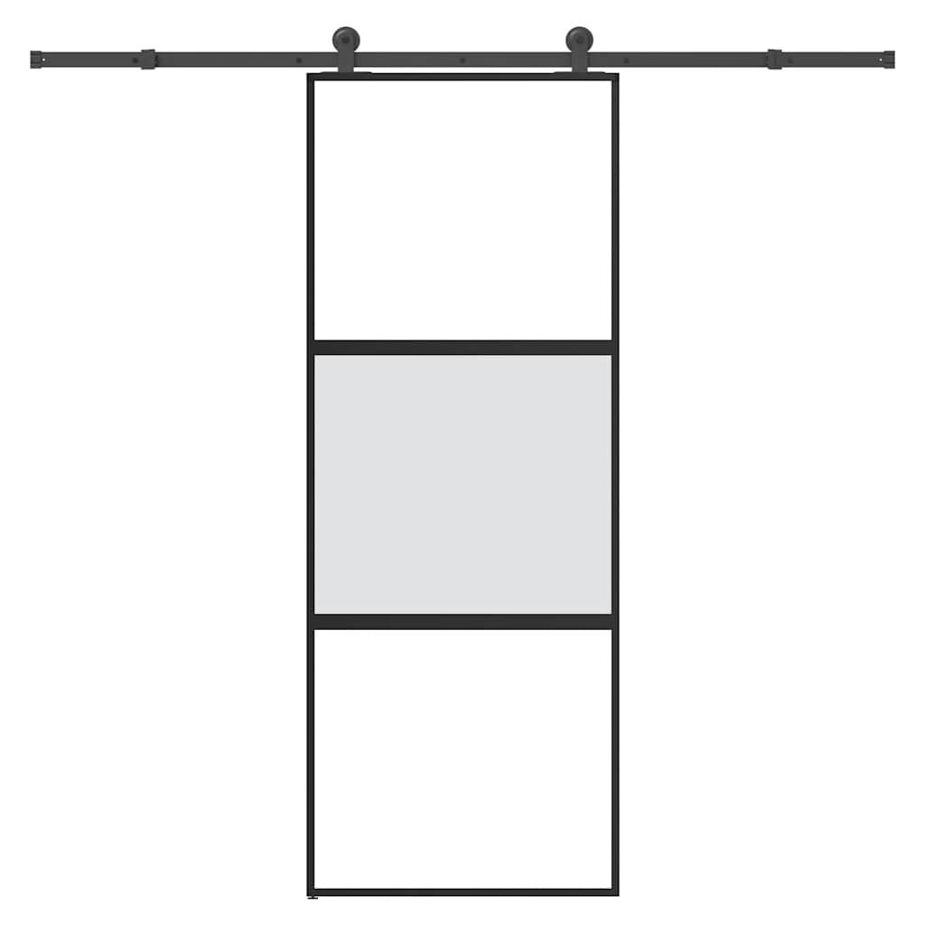 Schuifdeur met beslag 76x205 cm gehard glas en aluminium