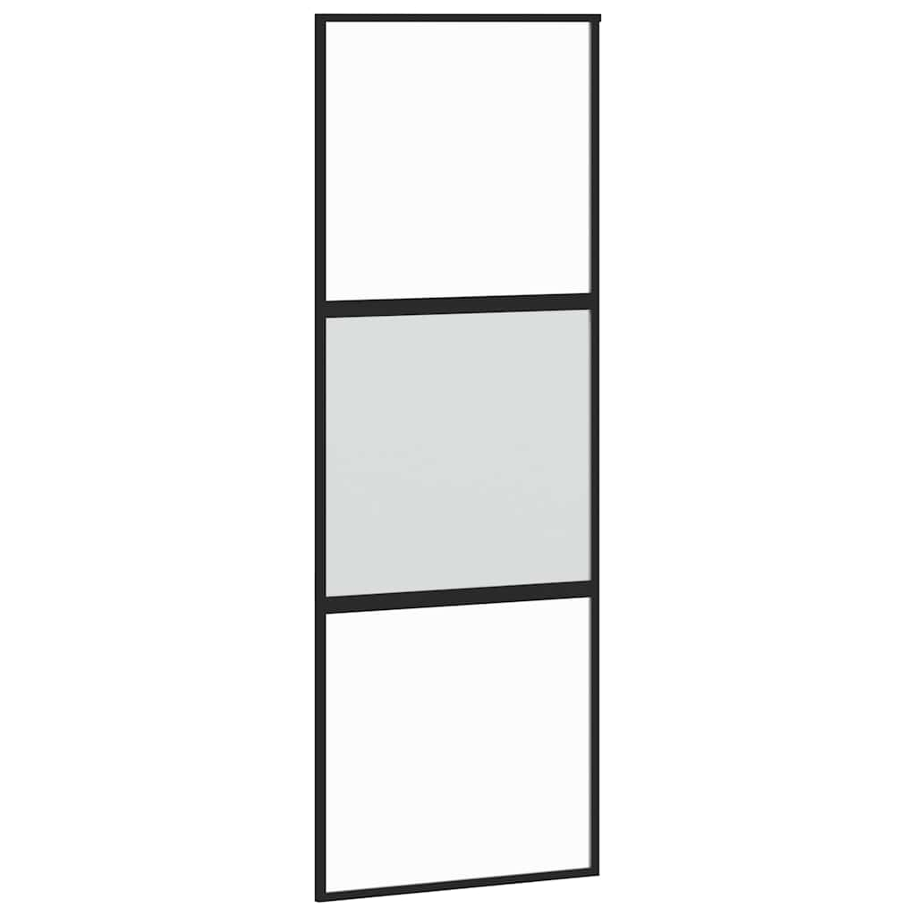 Schuifdeur met beslag 76x205 cm gehard glas en aluminium